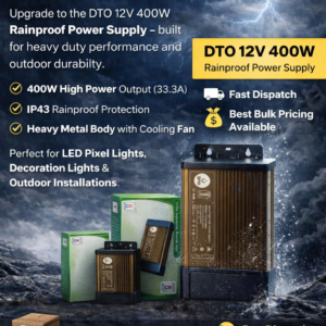 DTO 12V 400W Rainproof Power Supply for LED Pixel Lights & Decoration