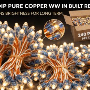 9mm DIP LED Warm White (WW) Pixel Light with Inbuilt Resistor | Pure Copper Wire